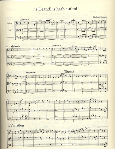 Strauss, Richard: Variations on Deandl is harb auf Mi (Violin, Viola & Cello) score & parts