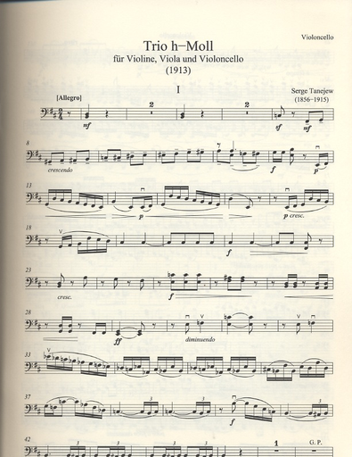 Tanejew (Taneieff/Taneiev), Serge:: Trio in B minor-1913 (violin, viola, cello)