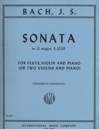 Bach, J.S.: Sonata in G Major, S.1038 (violin, flute, and piano)(two violins, and piano)