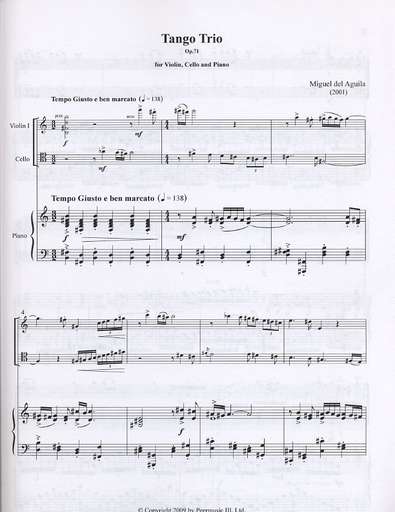 Aguila, Miguel del: Tango Trio, Op.71  (Violin, Cello, Piano)