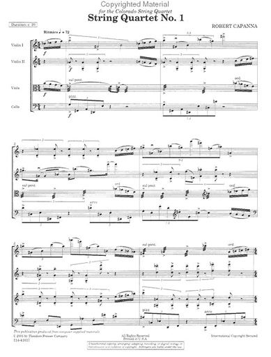 Capanna, Robert: String Quartet No. 1, score and parts