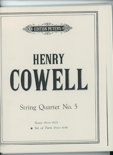 Cowell, Henry: Quartet No. 5 (string quartet) set of parts