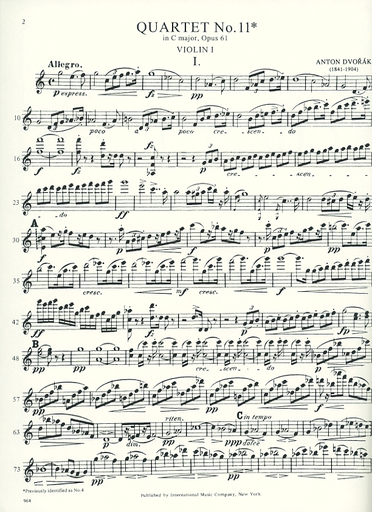 Dvorak, Antonin: String Quartet Op.61 No.11 in C major