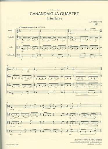Glinsky, Albert: Canandaigua Quartet (string quartet) score and parts