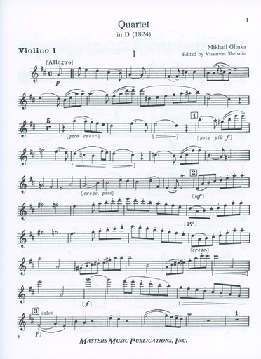 Glinka, Mikhail: String Quartet in D (1824) set of parts