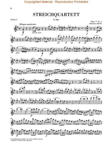 Haydn, F.J.: String Quartets Vol.11 Op.77, Lobkowitz,  Op.103-last quartet-urtext (set of parts)