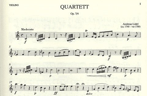 Lidel, Andreas: Quartet Op.7 and 4 (flute, violin, viola, cello) parts