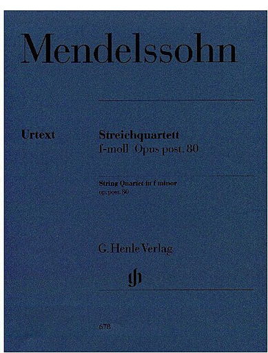 Mendelssohn, F.: String Quartet Op.80, urtext (2 violins, viola, and cello) Henle