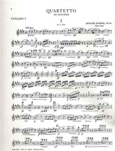 Dvorak, Antonin: String Quartet No. 8 in E major Op. 80, Barenreiter