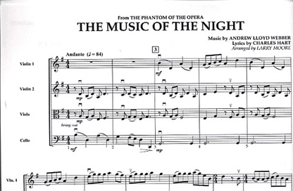 Lloyd-Webber: The Music of the Night from Phantom of the Opera - Pops for String Quartet (score and parts)