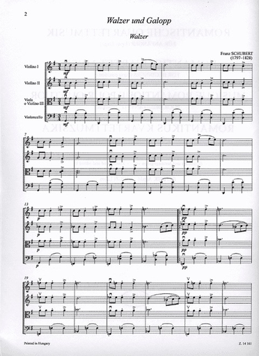 Pejtsik: Romantic Quartet Music for Beginners (string quartet), Edito Musica Budapest