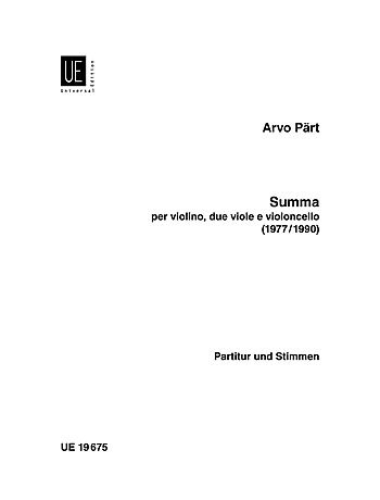 Part, Arvo: Summa (violin, 2 VIOLAS & cello)