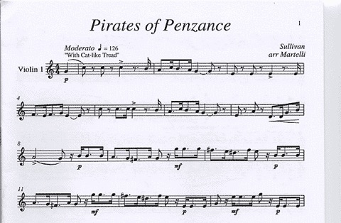 Sullivan (Martelli): Pirates of Penzance (string quartet)