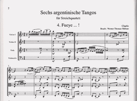 Thomas-Mifune: 6 Argentinian Tangos Vol.2 (string quartet)
