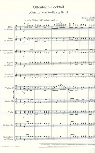 Offenbach, J. (Birtel, arr): Offenbach Cocktail (2 violins, viola, and cello)