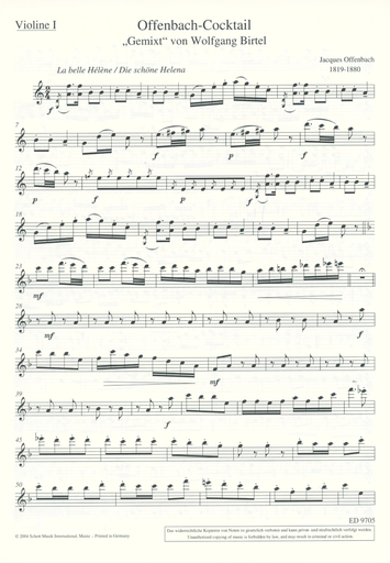 Offenbach, J. (Birtel, arr): Offenbach Cocktail (2 violins, viola, and cello)