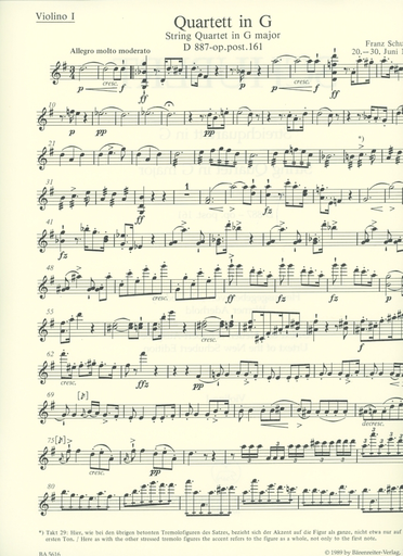Schubert, Franz: String Quartet in G major Op. Post. 161, Barenreiter