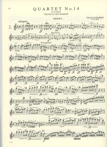 Schubert, F.: Three Celebrated Quartets for two violins, viola and cello (parts)