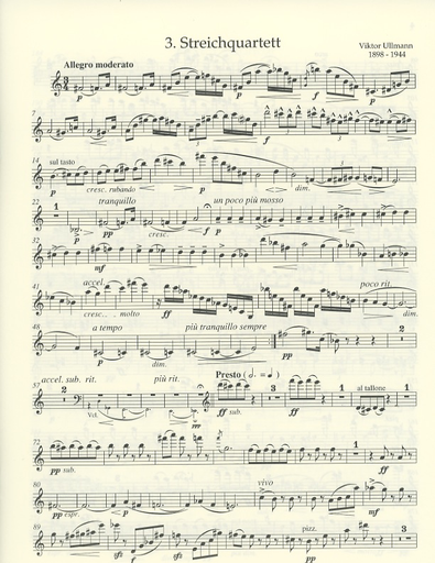 Ullmann, V. : String Quartet No. 3 Op.46 (2 violins, viola, and cello)