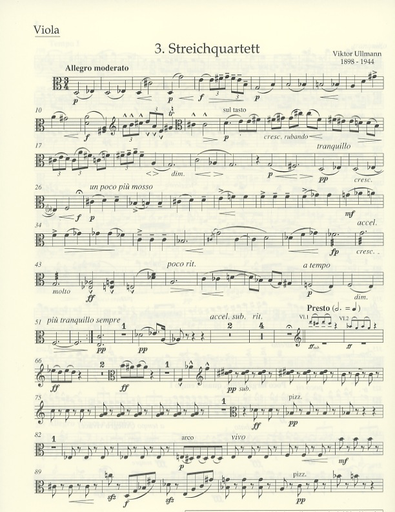 Ullmann, V. : String Quartet No. 3 Op.46 (2 violins, viola, and cello)
