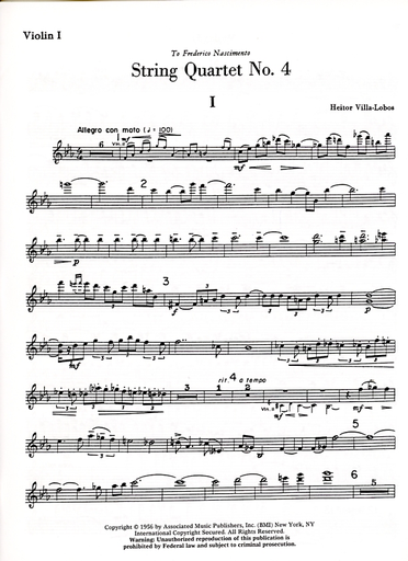 Villa-Lobos, Heitor: String Quartet No. 4 score and parts