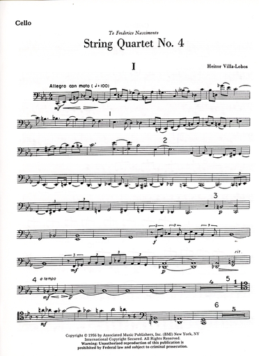 Villa-Lobos, Heitor: String Quartet No. 4 score and parts