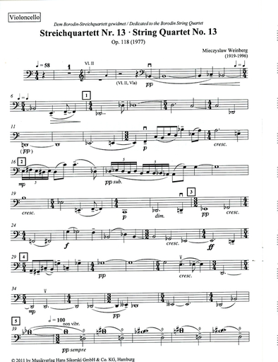 Weinberg, Mieczyslaw: String Quartet No. 13, Op. 118 (score and parts)