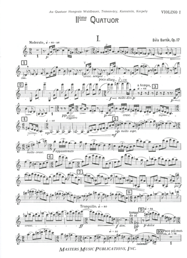 Bartok, Bartok: String Quartet No.2 Op.17 (set of parts)