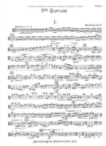 Bartok, Bartok: String Quartet No.2 Op.17 (set of parts)