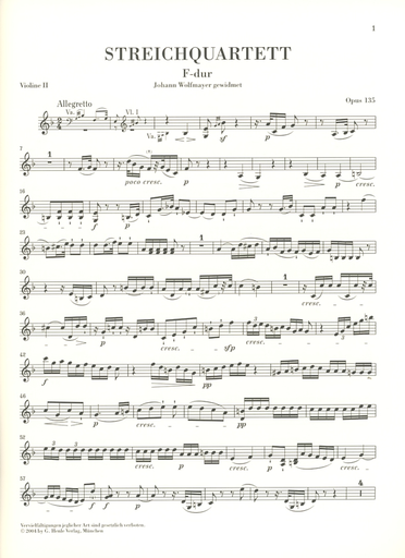 Beethoven, L.van (Cadenbach): String Quartet in F, Op. 135 (2 violin, viola, and cello)