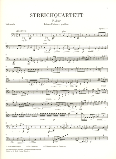 Beethoven, L.van (Cadenbach): String Quartet in F, Op. 135 (2 violin, viola, and cello)