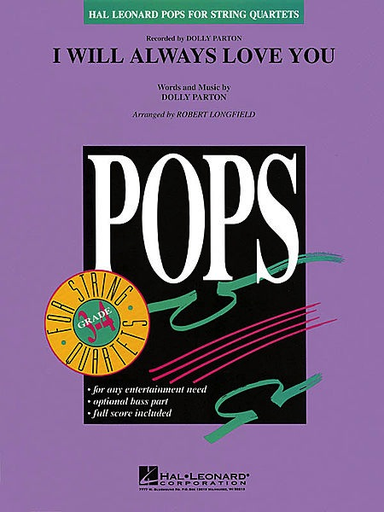 Parton, Dolly: I Will Always Love You-Pops for String Quartet (score and parts)