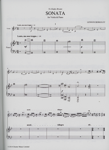 Berkeley, Lennox.: Sonata No. 1 for violin and piano