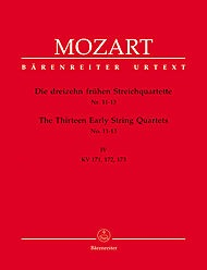 Mozart, W.A.: Thirteen Early String Quartets, Vol. 4, No.11-13, Barenreiter Urtext