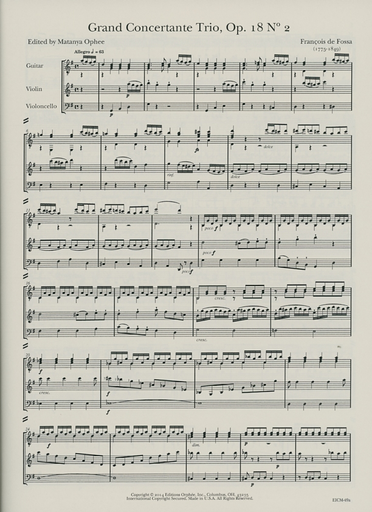 de Fossa, Francois: SCORE Grand  Concertante Trio, Op. 18 No. 2 (guitar, violin and cello)