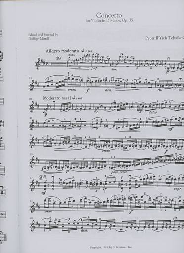 Schirmer, G.: (Collection) Three Romantic Violin Concertos - Bruch, Mendelssohn, Tchaikovsky (violin, and piano)