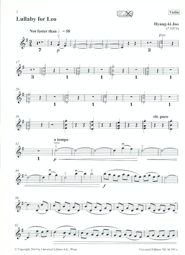 Joo, Hyung-Ki: Lullaby for Leo (violin & piano)
