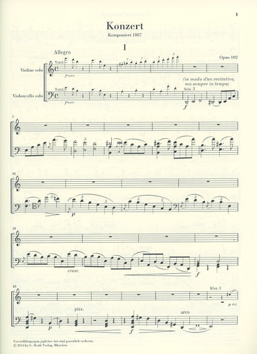 Brahms, J. (Zimmermann/Schiff/Struck/Umbreit, ed.): Double Concerto in A Minor, Op. 102, urtext (violin, cello, and piano)