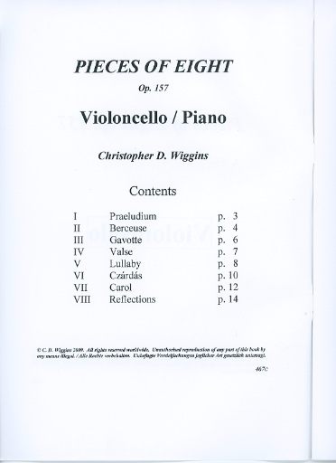 Wiggins, Christopher: Pieces of Eight, op.157 (cello & piano)