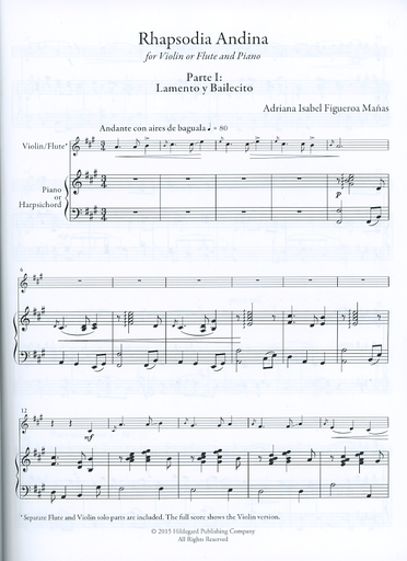 Manas, Adriana Isabel Figueroa: Rhapsodia Andina (violin & piano)