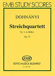 Study Score. Composed by Ernst Von Dohnanyi (1877-1960) and Ern. EMB. 60 pages. Editio Musica Budapest #Z40130. Published by Editio Musica Budapest (HL.50485998).