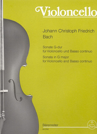 Bach, J.C.F.: Sonata for Cello in G major (cello & bass continuo) Barenreiter