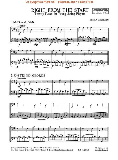 Nelson, S.: Right From the Start - 20 Very Elementary Pieces for Young Players (two cellos)