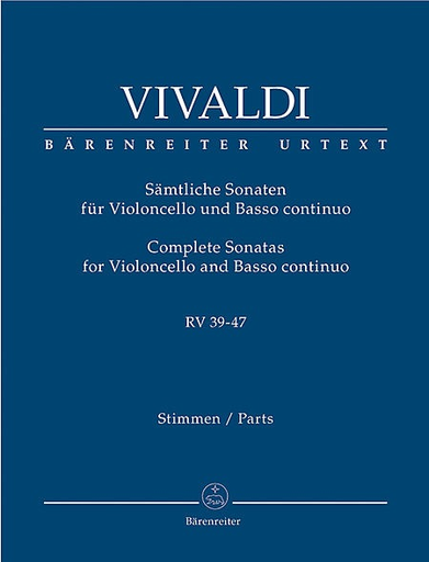 Vivaldi (Hoffmann): (Score/Parts) Complete Sonatas, RV39-47 - Barenreiter Urtext (cello & basso continuo)