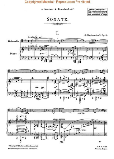 Rachmaninoff, S. : Sonata in G minor, Op.19 (cello & piano)