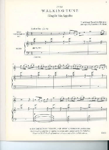 Perkins, Laurence: Walking Tune-Swedish folk melody (violin & piano)