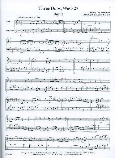 Beethoven, L. (Latham): 3 Duos, Woo 27 (violin and cello)