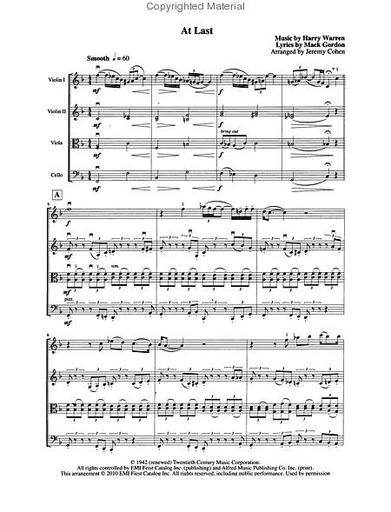 Cohen, J. (arr.): At Last, La Vie en Rose (string quartet score and parts)