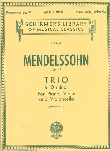 Mendelssohn, Felix: Trio in D Minor (piano, Violin & cello)