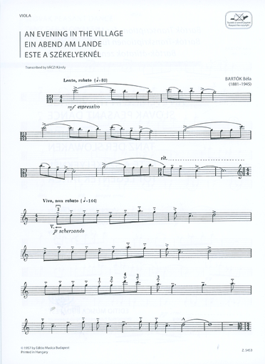Bartok, B.: An Evening in the Village, Slovak Peasant Dance (viola, and piano)